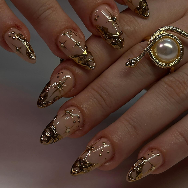 Simple Nail Patch Removable Nail False Nail Stereo Irregular Sun and Moon Wear Nail Pieces Drill