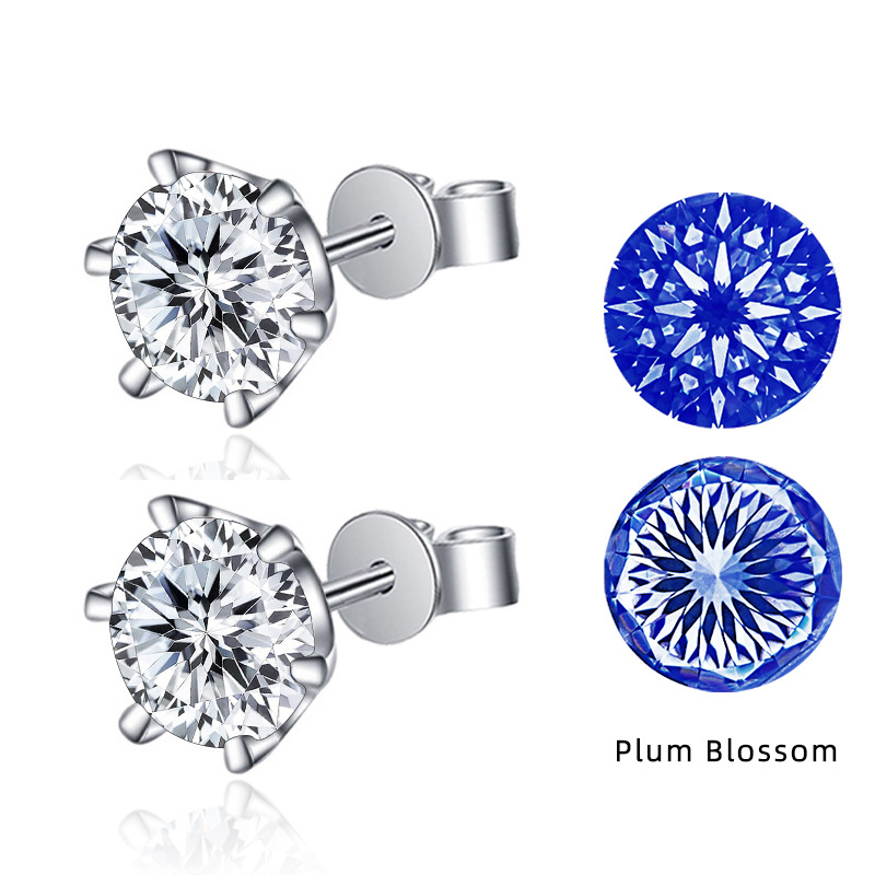 GH color VVS redondo cerezo cortar pendientes de piedra de moissan nuevo corte transfronterizo venta caliente pendientes de piedra de moissan de plata esterlina