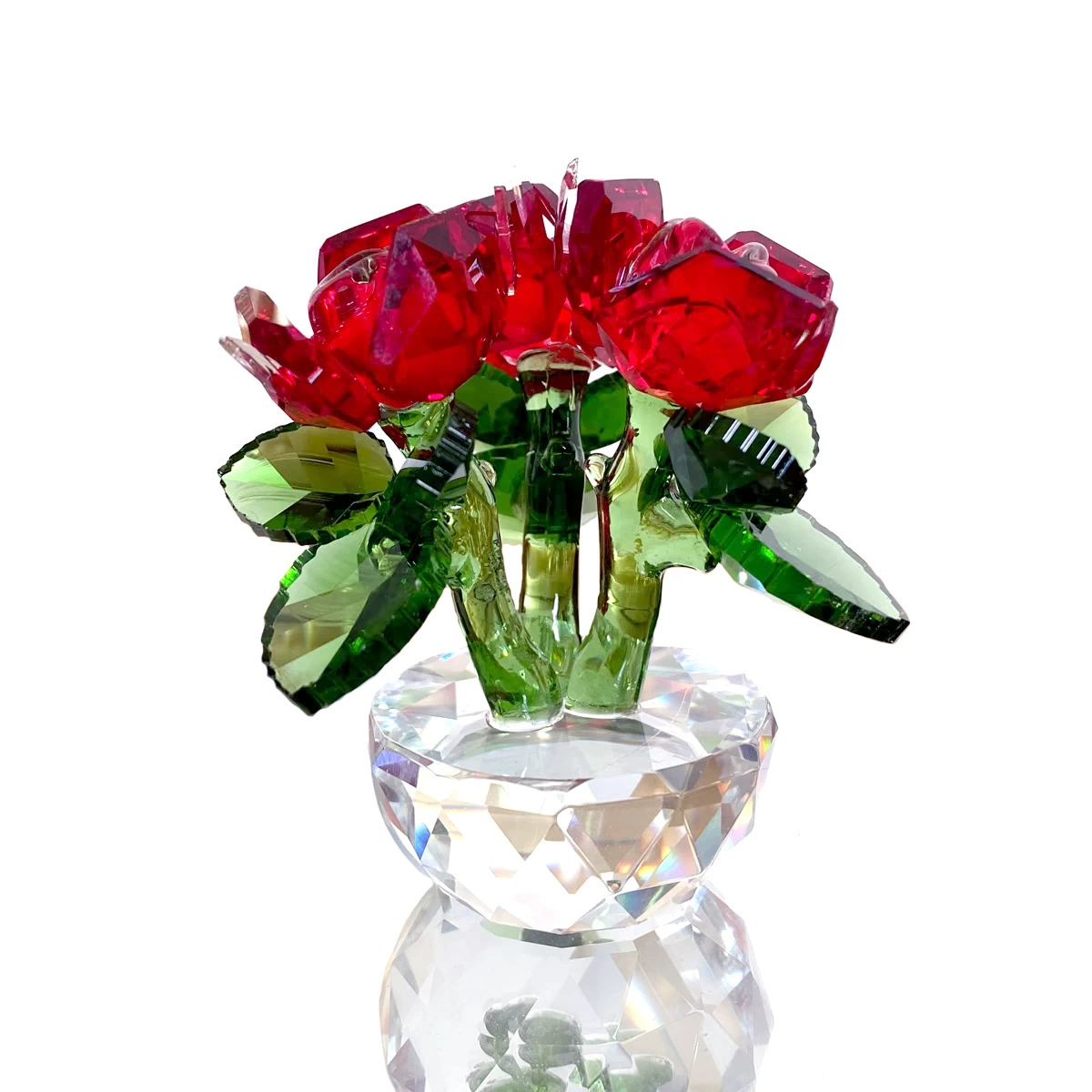 Хрустальный цветок украшает три цветка праздничный подарок День Святого Валентина День Матери Настольные украшения Высококачественный имитационный цветок Роза
