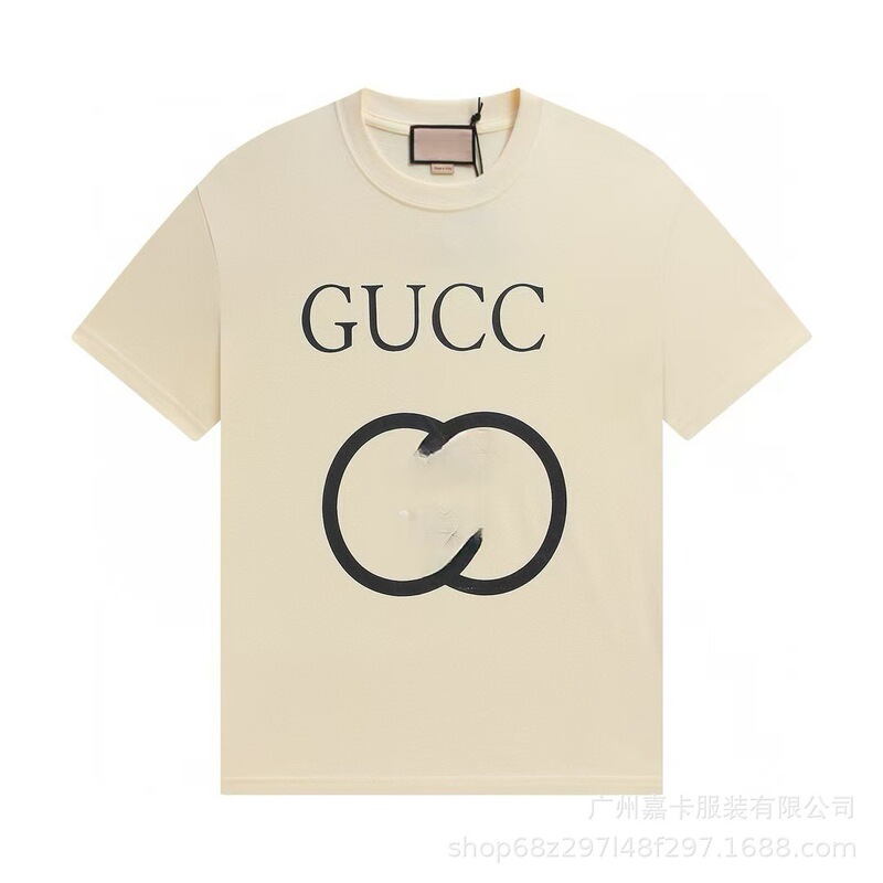 クロスボーダーハイエンドGファミリーTシャツラウンドネックフロントロゴ柄シリーズカジュアル男女同型半袖Tシャツ|undefined