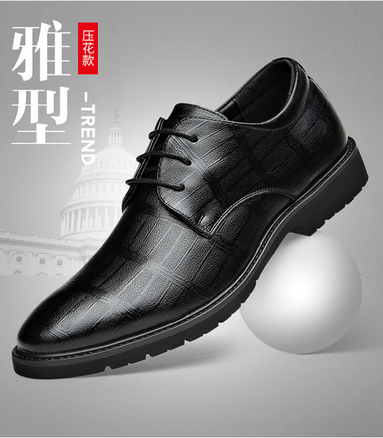 Giày da nam công sở da bò hai lớp, tăng chiều cao 3 cm, dây buộc phía trước — Màu nâu 3993, Màu đen 3993 chi tiết 5