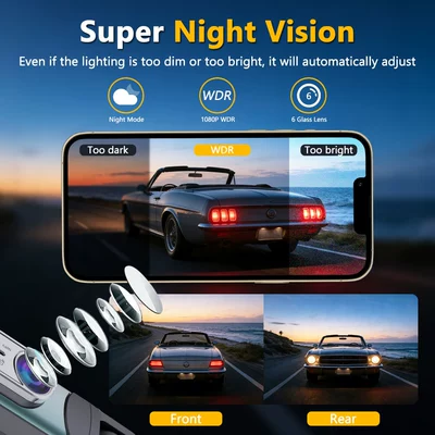Four-Lens Dash Cam with Wifi: Driving recorder