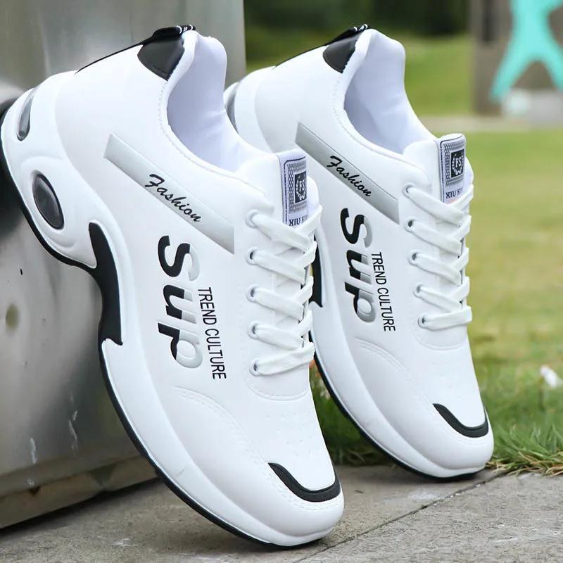 Cross-border single-style leather air-cushion sneakers, spring and autumn new men's running shoes, fashionable Korean version, breathable and trendy men's shoes
