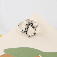 欧美风复古泰银城堡戒指时尚个性设计感跨境新品热卖开口食指戒