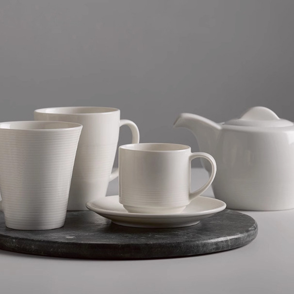 Transfronterizo cola única serie de línea de cerámica de perla blanca cubierta de espaguetas plato de filete taza de café espresso