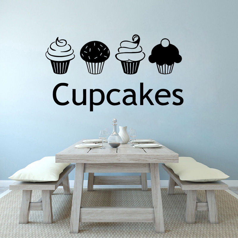 Cupcakes纸杯蛋糕乙烯基贴花精雕wall decor跨境速卖通DW13013