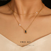 Black suntan oil, zirconium, stone inlay, brand universal design necklace from pearl, European style, South Korea