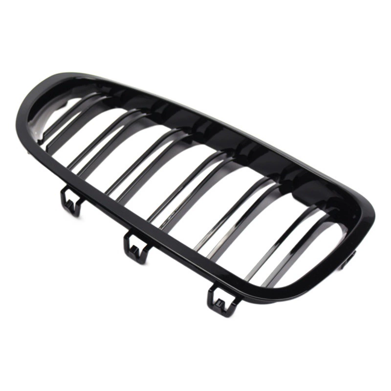 Подходит для решетки радиатора BMW 5 серии F10 F18 2010-2016 годов, модифицированная, глянцевая черная, с двойными ламелями, решетка переднего бампера с двойными планками