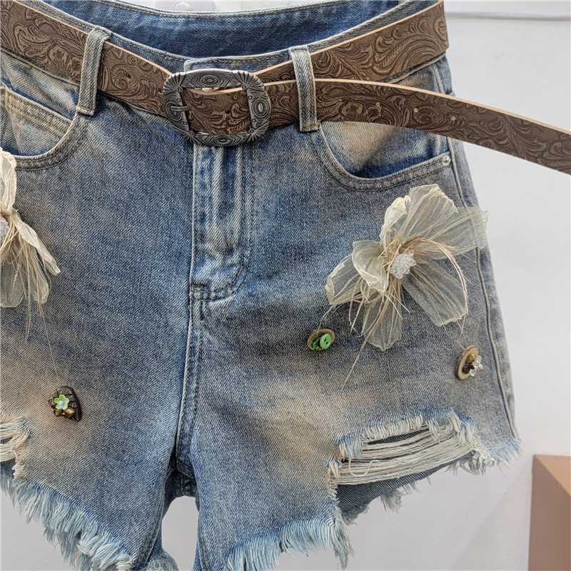 Pantalones Cortos de Mezclilla de Pierna Ancha para Mujer de Talle Bajo image 3