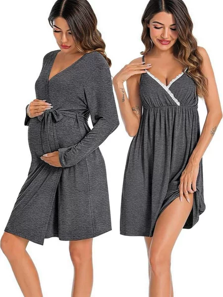 Cross-Border European and American New Style Maternity Dress and Nursing Dress V-Neck Suspender Two-Piece Set Loose and Fashionable Summer Maternity Wear