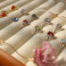 橄榄石碧玺欧泊托帕石灰月光石榴石手饰彩宝戒指女海蓝宝开口戒指