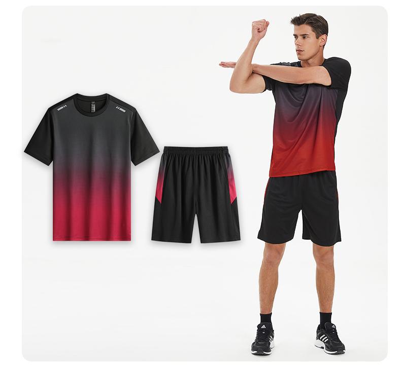 Adult sports and leisure set, football training team uniform, running sportswear, fitness suit, quick drying short_voghion.com