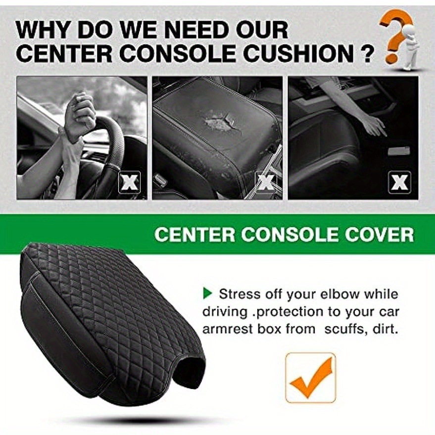 Suitable for 2015-2020 Ford F150 Armrest Box Cover Protective Pad Plaid Pattern Comfortable Leather Pad Supplies