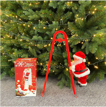會爬繩子的聖誕老人爬樓梯拉車翻跟斗爬珠翻煙囪公仔電動玩偶裝飾