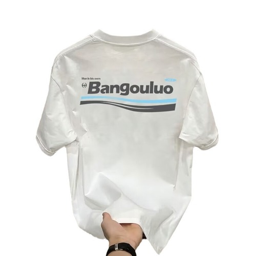 Summer heavy-duty pure cotton short-sleeve t-shirt for men, trendy brand, ins loose casual round neck printed shirt, Hong Kong-style fashion half-shirt