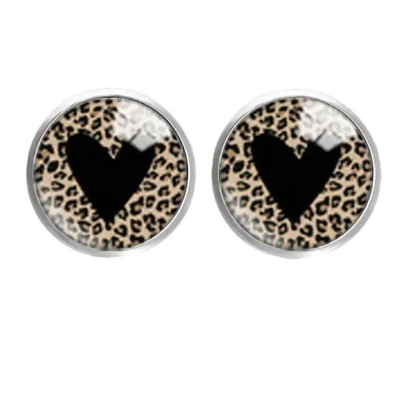 Boucles d'oreilles à imprimé léopard, style nouveau, avec pierres précieuses, verre et tige en acier inoxydable._voghion.com