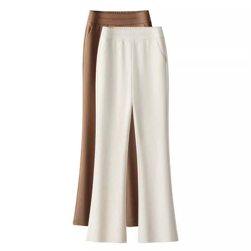 Белые женские брюки-клеш, с завышенной талией и узкие, новые высококачественные повседневные костюмные брюки 2025 года, летние брюки с девятью точками.