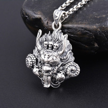 批发S925纯银时尚吊坠复古泰银金刚大龙头坠男士霸气项链搭配项坠