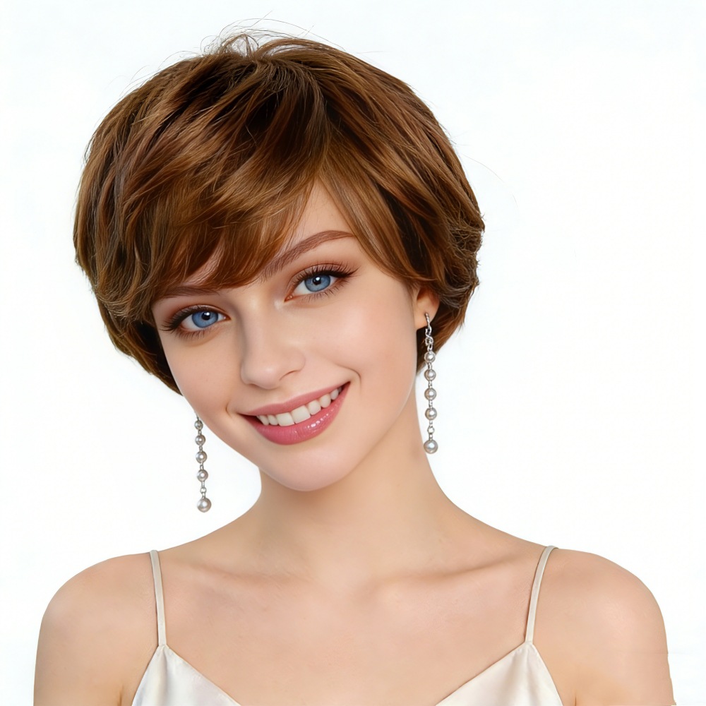 Peluca de las mujeres Pelo Rizado corto las mujeres mullidas naturales africanas europeas y americanas moda peinado fábrica en stock Comercio exterior al por mayor