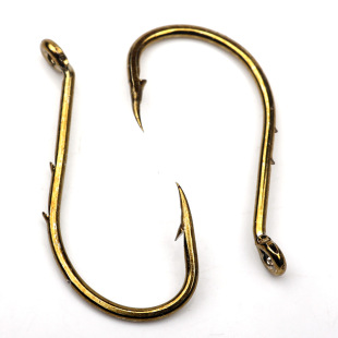 Tea color double back spined 8299 Octopus Hook sea fishing Luya chickenmouth hook with ring with hole tube with crooked mouth hook barbed single hook