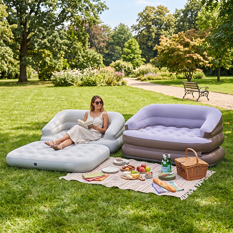 Cross-border multifunctional inflatable sofa bed, portable and foldable flocked inflatable mattress, indoor camping inflatable sofa Cross-border multifunctional inflatable sofa bed, portable and foldable flocked inflatable mattress, indoor camping inflatable sofa