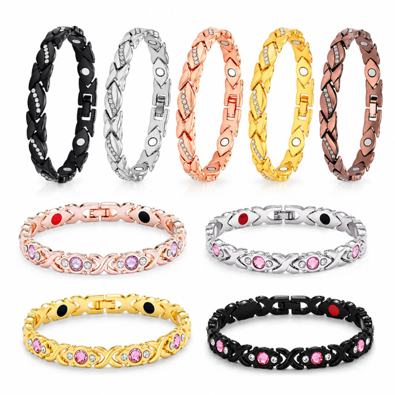 Cross-Border Women's Detachable Magnetic Bracelet with Leaf-Shaped Rhinestones, Magnetic Attraction Bracelet, Light Luxury, Non-Fading, Handmade Jewelry Wholesale Cross-Border Women's Detachable Magnetic Bracelet with Leaf-Shaped Rhinestones, Magnetic Attraction Bracelet, Light Luxury, Non-Fading, Handmade Jewelry Wholesale