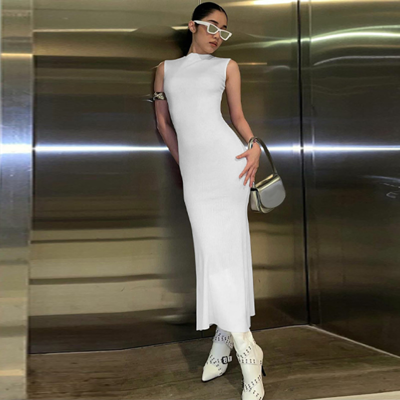 summer fashionable fitted solid color dress