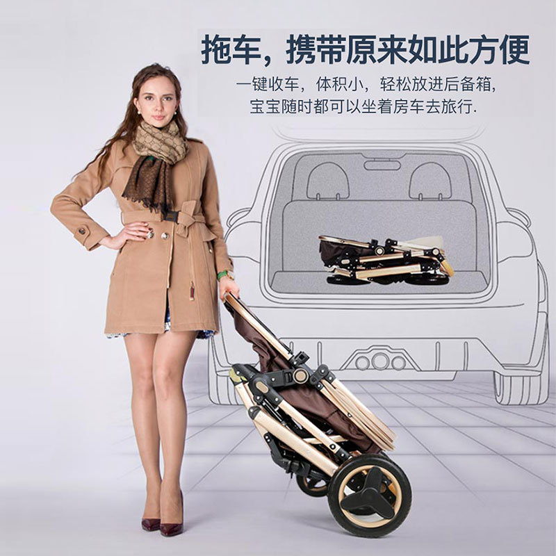 Fábrica al por mayor de alto paisaje de tres en uno cochecito de bebé asiento de seguridad cesta reclinable plegable cochecito de bebé