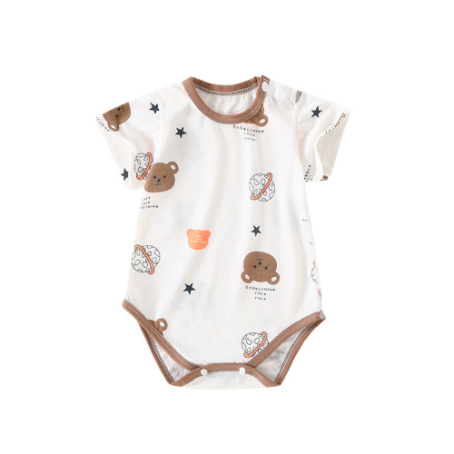 Baby Pouch Top Summer Thin Short Sleeve Onesie Newborn Crawler Suit Baby A-Grade 100% Cotton Triangle