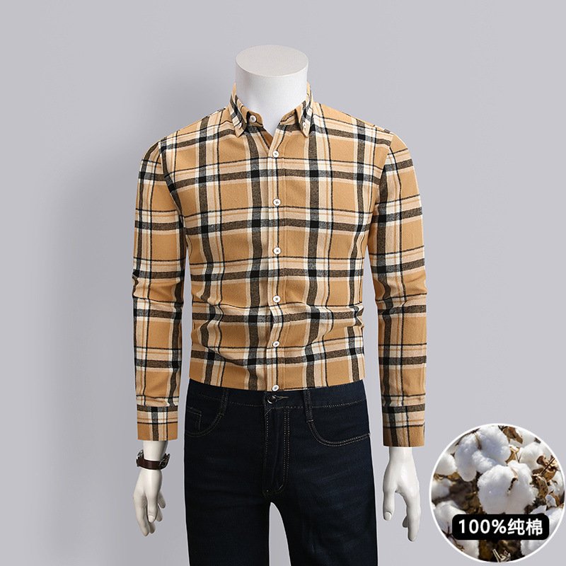 Early Spring New Cross-Border Foreign Trade Women's Long-Sleeved Casual Workwear Shirts Brand Small Checkered Business Men's Shirts