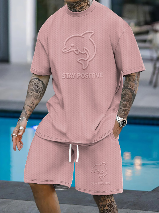 Men's 2-Piece Summer Casual Set - Breathable Short Sleeve T-Shirt & Comfort Shorts For Gym, Travel, And Daily Wear_viptrois.com