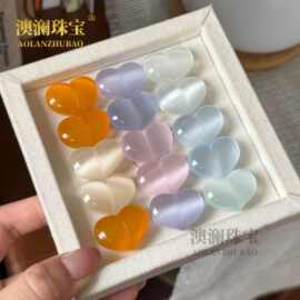 新中式糖彩猫眼石心形屁桃挂件情侣款爱心厂家批发直播礼品饰品
