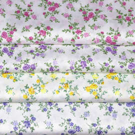 斜纹纯棉布料批发 花卉类全棉四件套布料 纯棉服装面料手工diy