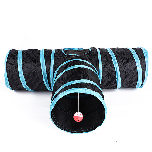 Cross-border new product pet cat tunnel toy cat three-channel intelligent cat toy drill bucket foldable cat channel
