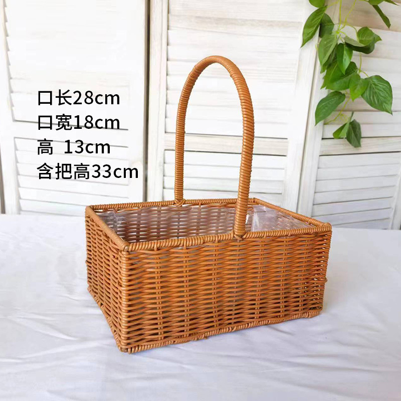 Cestas de flores de caña tejidas a mano canasta de mano pastoral creativa Qixi Festival de caña floral decorativa canasta huevo