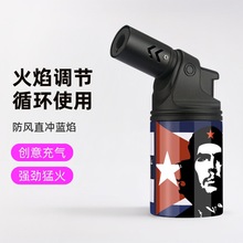 跨境批发百诚防风打火机充气家用喷火枪创意火机四直冲雪茄剪刀男