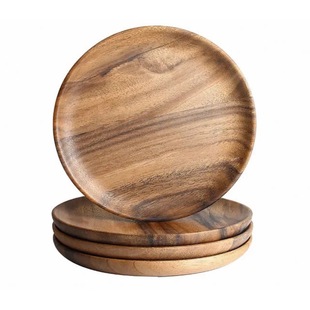 Acacia Wood Wedding Birthday Dessert Table Decoration Wooden Cake Plate Snack Forest Tray Ornaments Display Stand Props