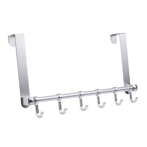 Space aluminum bedroom bathroom toilet towel clothing no-drilling door back hooks door-mounted hanger coat hook
