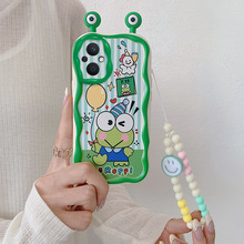 耳朵奶油壳跨境适用OPPO系列A96全包tpu大眼蛙手机壳抗摔防磨手链