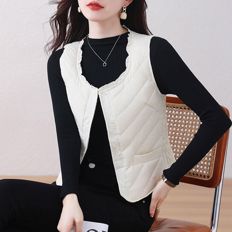 2024 New down Silk Vest Women's Lightweight Inner Wear Fashion Women's Close-Fitting down Silk Vest Vest Wear Outside