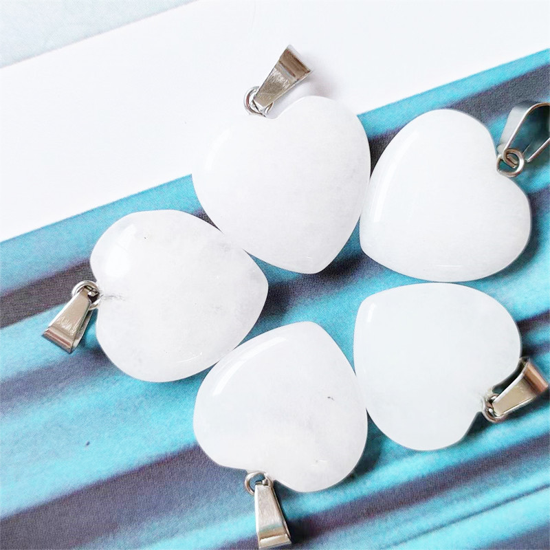 Cruz-frontera piedra natural amor colgante 20mm cristal Ágata en forma de corazón colgante melocotón corazón COLLAR COLGANTE accesorios de la joyería