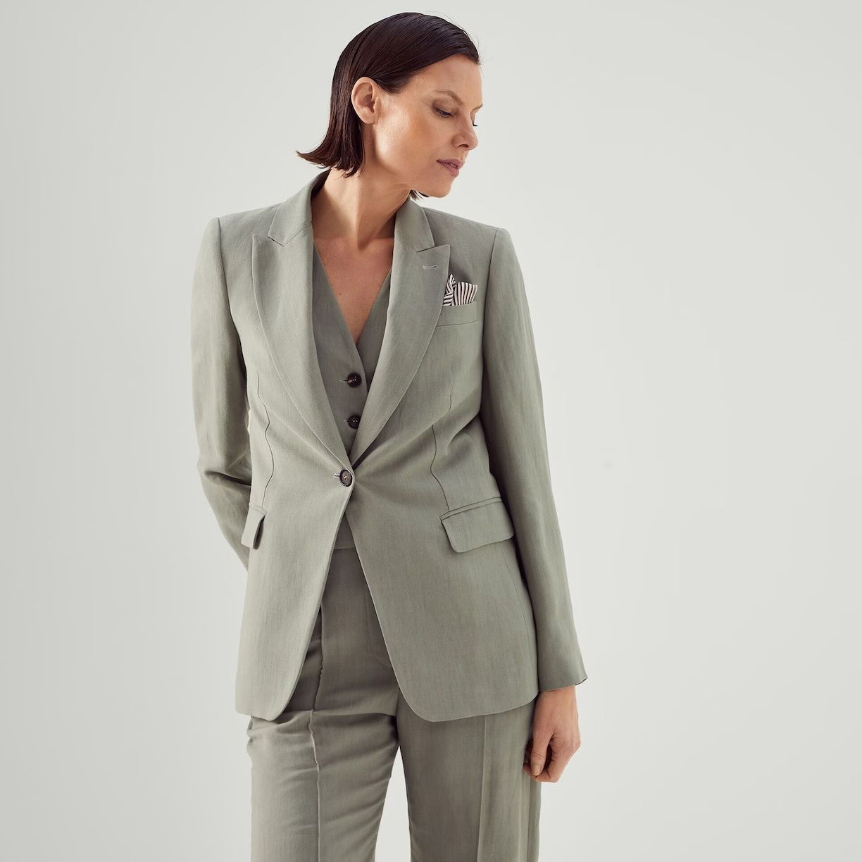 Yijian2026 European and American Style Linen New Formal Fashion Casual Commuter Waist-Cinching Blazer Women's Jacket