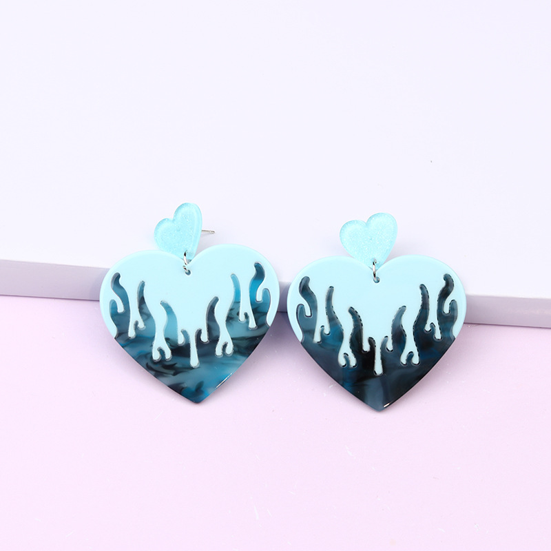 15g Weight Fashion Heart Shape Acetic Acid Sheets Drop Earrings