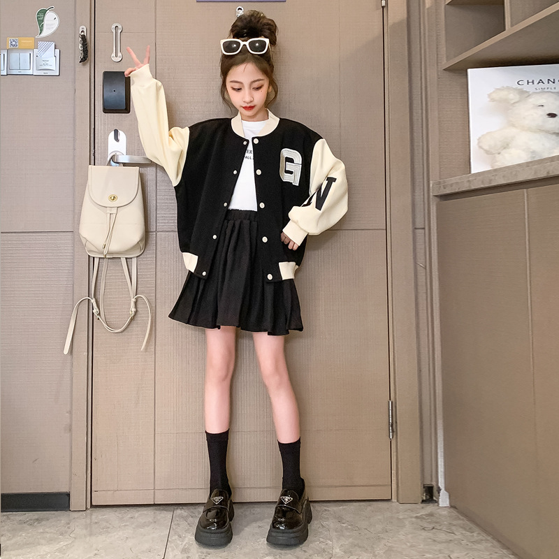 Girls' Set 2023 New Korean Spring and Autumn Edition Mid size Children's Internet Red Fashionable_voghion.com