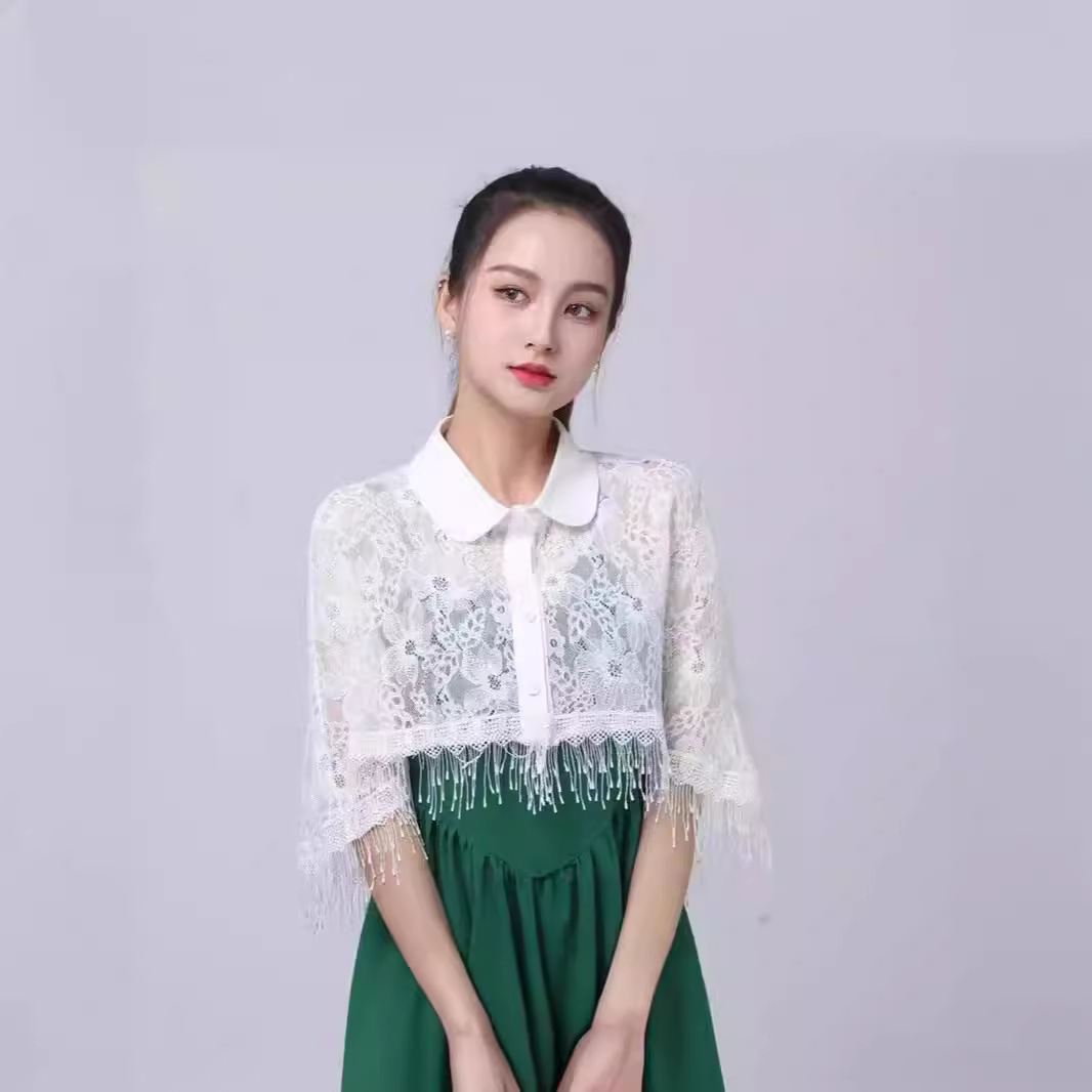 Lace Cape Women's Short Shawl Small Shawl Summer All-match Thin Bridal Dress Outer White Cardigan Short Coat