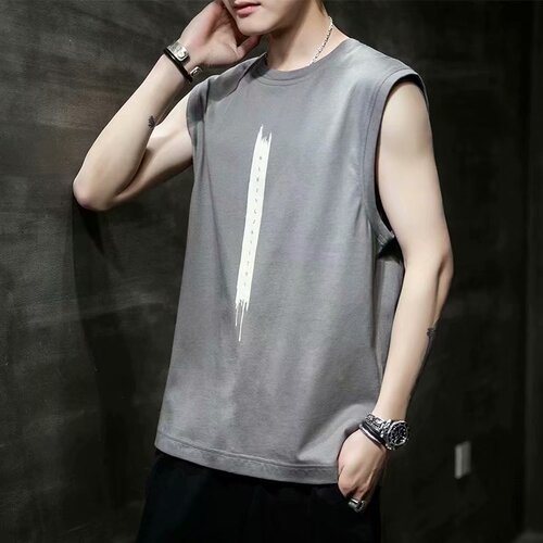 Men's Summer New Trend Thin Sweatshirt Tank Top Loose Puffer Vest Basketball Backless Top Casual Jacket Outerwear