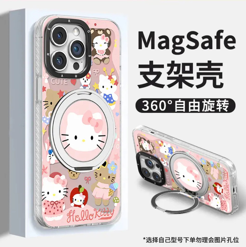 フルスクリーンキティ猫 Apple 16 Yuanqi 15 携帯電話ケース iPhone14IMD 磁気ホルダー 13 かわいい 12|undefined
