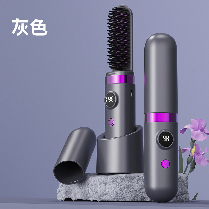 Pein de pelo recto inalámbrico de iones negativos no dañando pelo flojo alto cráneo artefacto recto de doble propósito de mandíbula de bobina de cabello peine eléctrico image 11