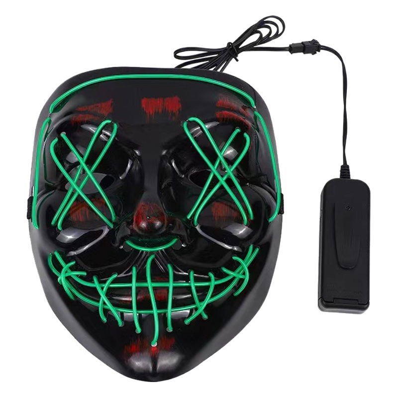 Transfronterizo Amazon LED luminoso negro máscara en forma de V luz fría máscara de Halloween fantasma de la danza Máscara Luminosa en stock
