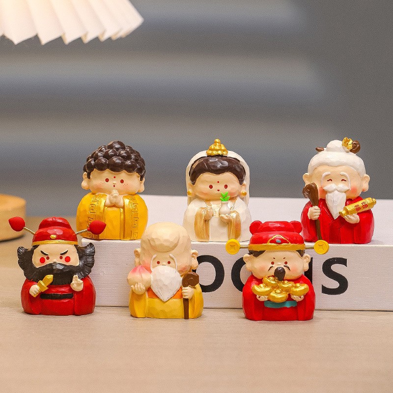 Todos como deseaban, los inmortales guochao adornos artesanales, los adornos decorativos de escritorio de la estación de trabajo de la Oficina de artesanía, Las adorables muñecas y los dioses de la riqueza.